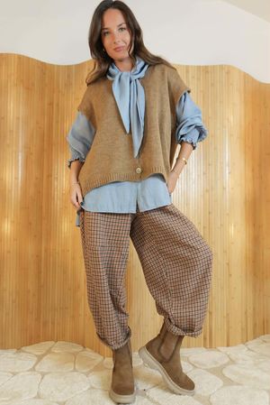 Etta Slouch Knit Layering Tank Dark Camel